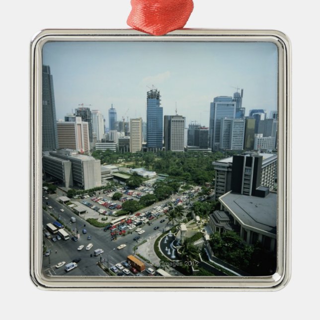 Ornamento De Metal Skyline de Manila (Frente)