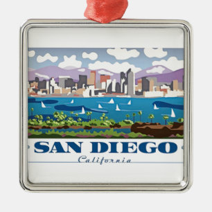 Ornamento De Metal Skyline de San Diego