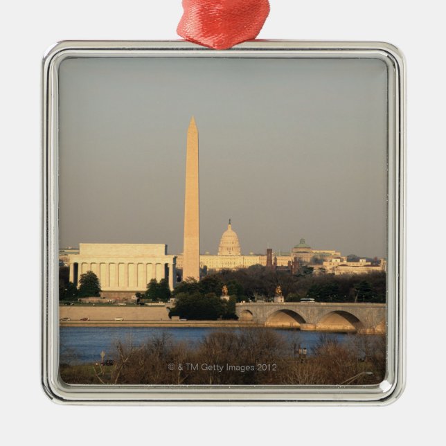 Ornamento De Metal Skyline do Washington DC (Frente)