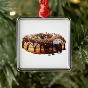 Ornamento De Metal SlipperyJoe's donut decadente coberto com uma gros