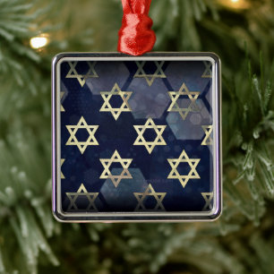 Ornamento De Metal SlipperyJoe's Happy Hanukkah, estrela múltipla do