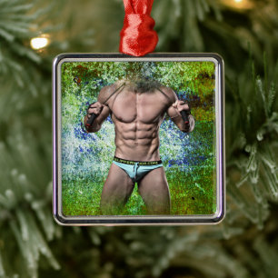 Ornamento De Metal SlipperyJoe's homem adulto altamente musculoso sem