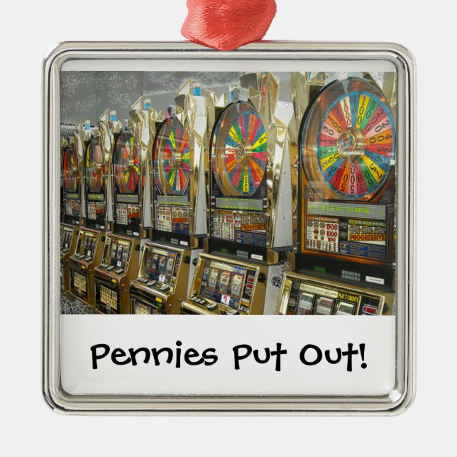 Ornamento De Metal Slots/ Pennies de Las Vegas Colocados (Frente)