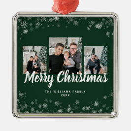 Ornamento De Metal Snowflake Green Ornaments