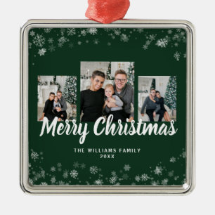 Ornamento De Metal Snowflake Green Ornaments