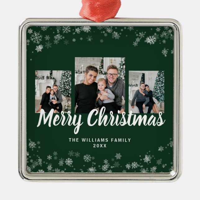 Ornamento De Metal Snowflake Green Ornaments (Frente)