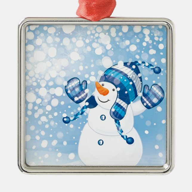 Ornamento De Metal Snowman (Frente)