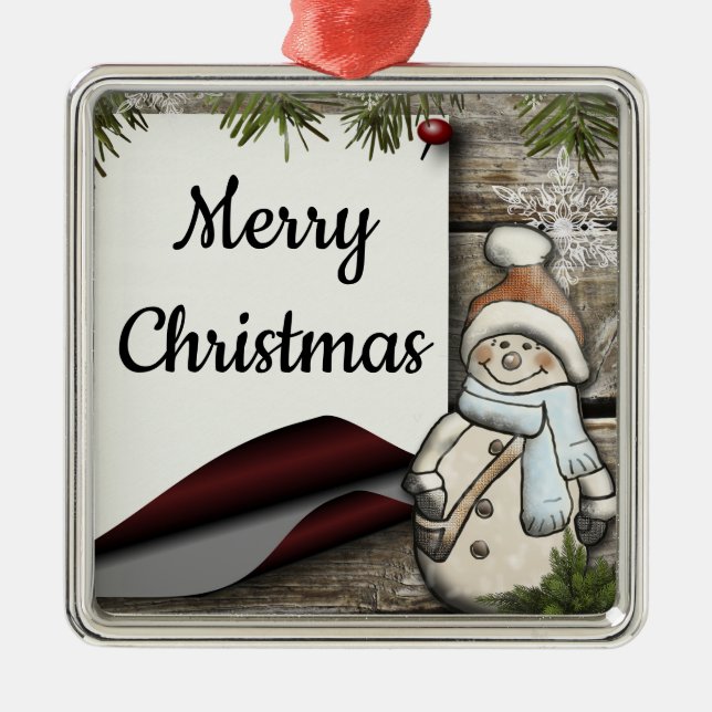 Ornamento De Metal Snowman (Frente)