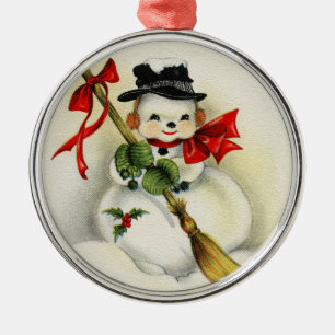 Ornamento De Metal Snowman 001