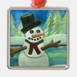 Ornamento De Metal Snowman Beijado pelo Sol