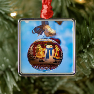Ornamento De Metal Snowman Christmas Ball