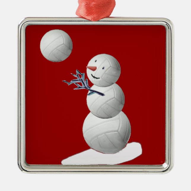 Ornamento De Metal Snowman de voleibol (Frente)