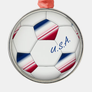 Ornamento De Metal Soccer ball "U.S.A.". Balón de Fútbol de E.E.U.U.