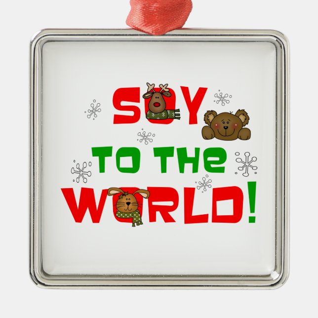 Ornamento De Metal Soja ao Mundo (Frente)