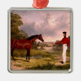 Ornamento De Metal Soldado com Cavalo de Oficial