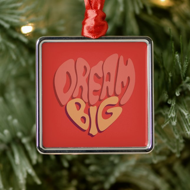 Ornamento De Metal Sonho Grande: Slogan Poderoso do Coração Vermelho (Árvore)