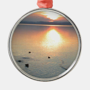 Ornamento De Metal Sonnenuntergang am mit Enten