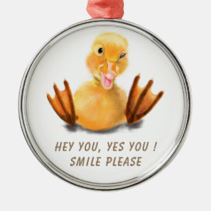 Ornamento De Metal Sorriso de Piscar os olhos com Pato Amarelo Engraç