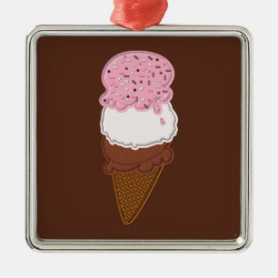Ornamento De Metal Sorvete-Gelado-Cones-2-Sq ORNAMENT