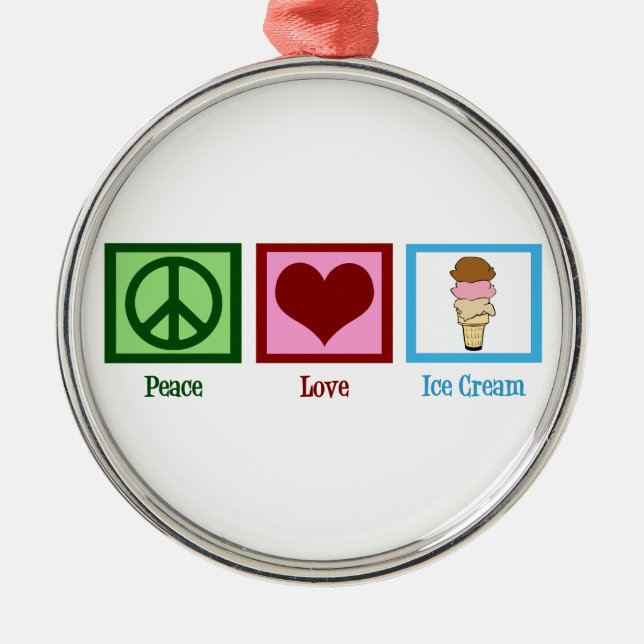 Ornamento De Metal Sorvete Peace Love (Frente)