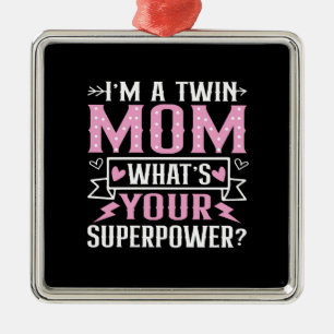 Ornamento De Metal Sou Uma Mãe Gêmea