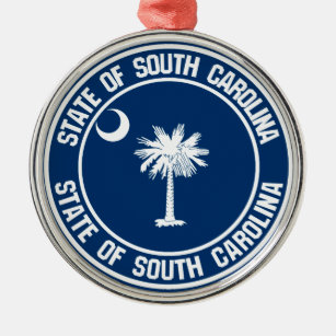 Ornamento De Metal South Carolina Round Emblem