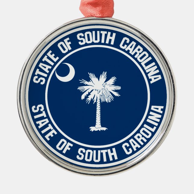 Ornamento De Metal South Carolina Round Emblem (Frente)