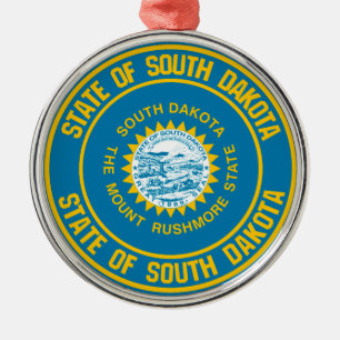 Ornamento De Metal South Dakota Round Emblem