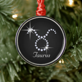 Ornamento De Metal Sparkly Diamond Taurus