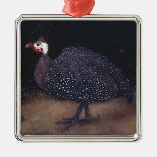 Ornamento De Metal Speckled Guineafowl Bird (por Jan Mankes) (Frente)