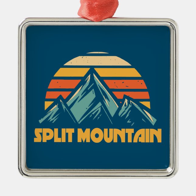 Ornamento De Metal Split Mountain Califórnia Turquesa Retro (Frente)