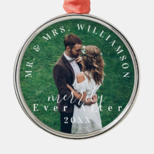 Ornamento De Metal Sr. & Sra. Foto Merrily Ever Após Férias
