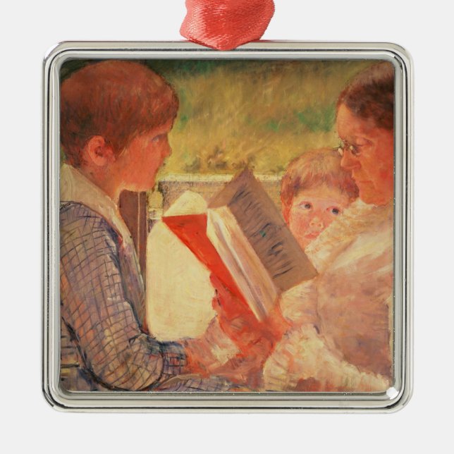 Ornamento De Metal Sra. Cassatt Leitura a seus netos, 1888 (Frente)