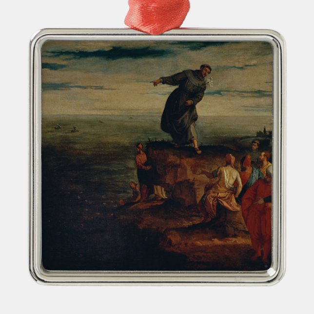 Ornamento De Metal St Anthony que Preaching aos peixes, c.1580 (Frente)