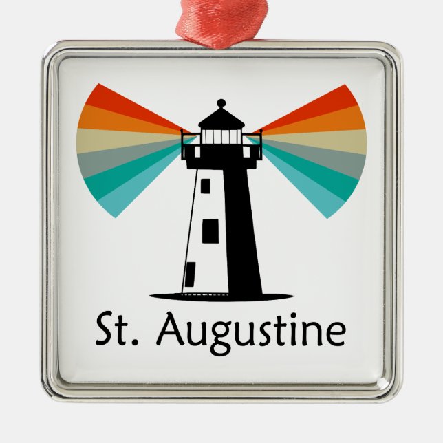 Ornamento De Metal St. Augustine Florida Lighthouse Rainbow (Frente)