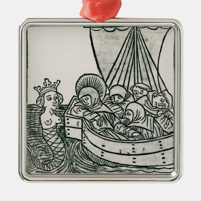 Ornamento De Metal St. Brendan e a sirene (Frente)