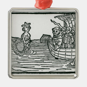 Ornamento De Metal St. Brendan e a sirene