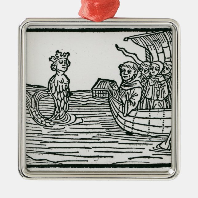 Ornamento De Metal St. Brendan e a sirene (Frente)