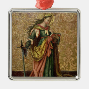 Ornamento De Metal St. Catherine de Alexandria (óleo no painel) 2