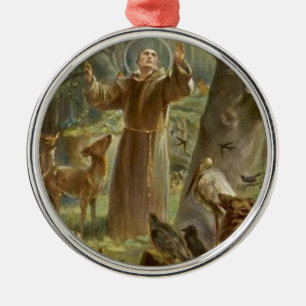 Ornamento De Metal St Francis de Assisi cercou por animais