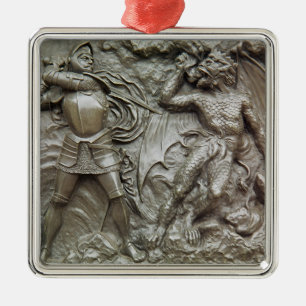 Ornamento De Metal St George que luta o dragão