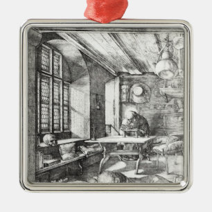 Ornamento De Metal St Jerome em seu estudo, 1514