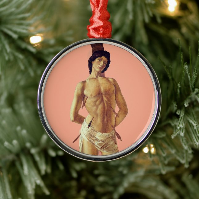 Ornamento De Metal St. Sebastian by Boticelli, recontextualized (Árvore)