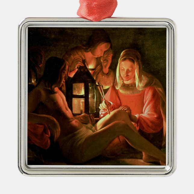 Ornamento De Metal St. Sebastian tendido pela mulher santamente (o (Frente)