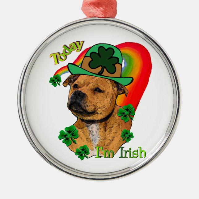 Ornamento De Metal Staffordshire Bull Terrier St Patricks (Frente)