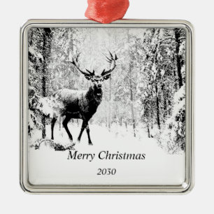 Ornamento De Metal Stag Deer Winter Forest Willife Animal Nature Art
