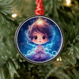 Ornamento De Metal Starry Little Princess Nighttime Girly Personalize