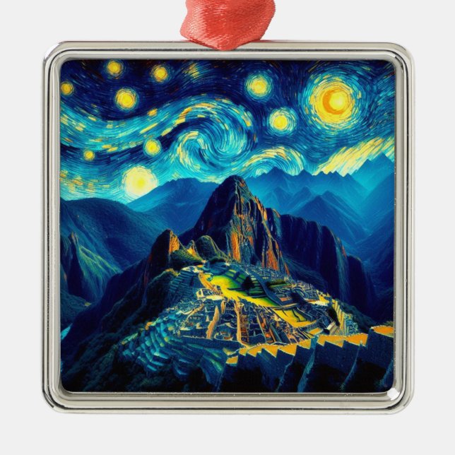 Ornamento De Metal Starry Night Machu Picchu Peru (Frente)