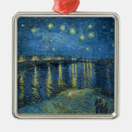 Ornamento De Metal Starry Night Over the River Rhone (por van Gogh)