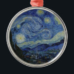 Ornamento De Metal "Starry Night" por Van Gogh<br><div class="desc">Este design apresenta uma reprodução inalterada e sem edição,  de alta resolução,  da famosa pintura "Noite Estrelada" de Van Gogh.</div>